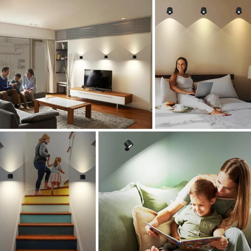 Lámpara LED de Pared Inteligente 360° con Control Remoto