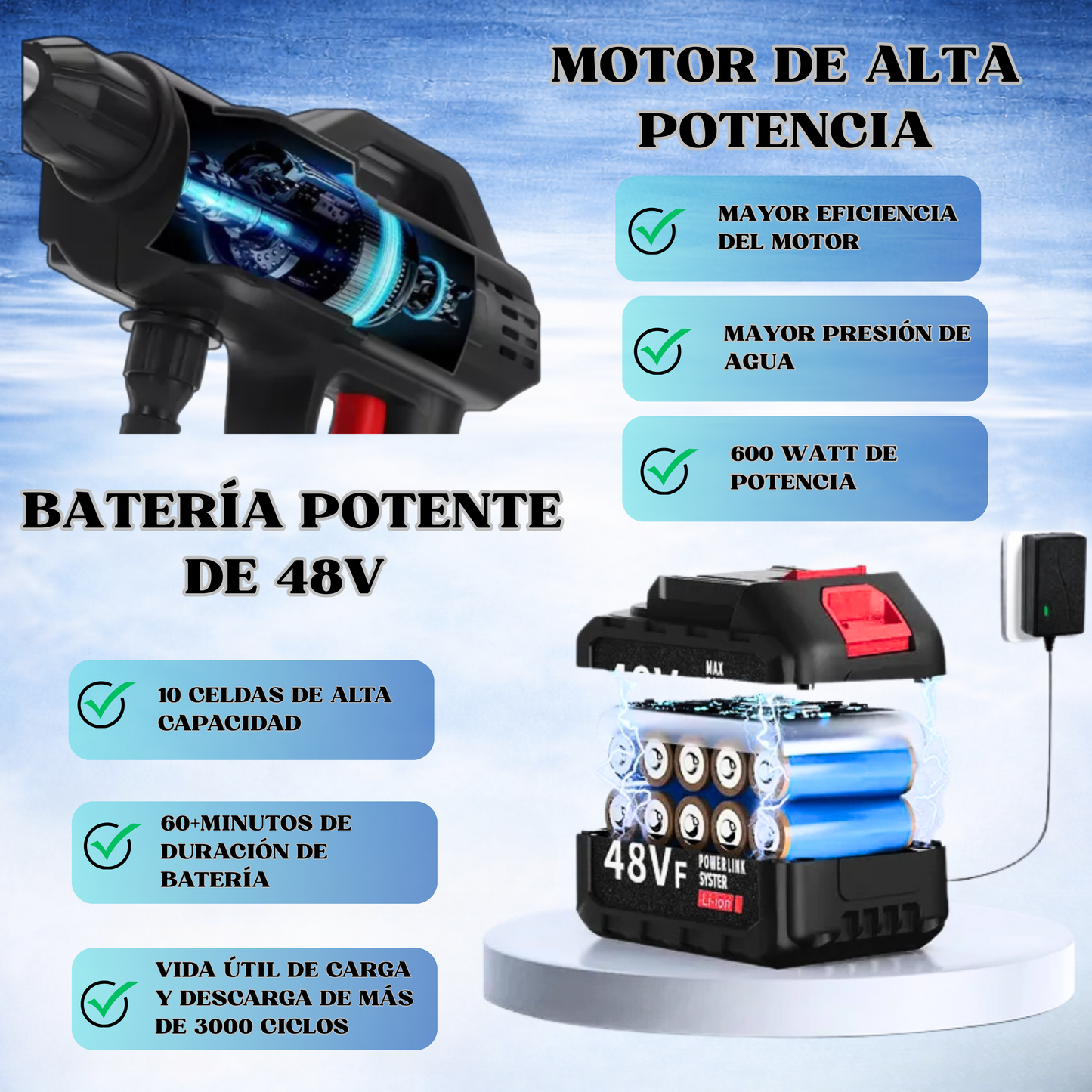 Hidrolavadora inalámbrica a presión